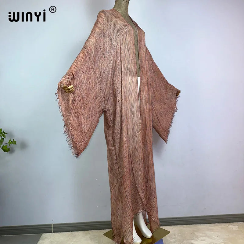 WINYI New High Quality Comfortable Women Soft Cardigan Loose Dress Party Boho Maxi Beach Holiday Swimming Cover Up Africa Kimono - Matrix Studios