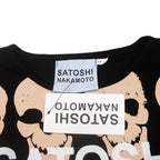 2XL Vintage Flame String Skull Print Washed Black Satoshi Long Sleeved Tshirts Men Women Round Neck Pullover Loose Street Outfit - Matrix-studios.com