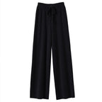 Light Luxury Cashmere Knit Wide Leg Pants Autumn and Winter Women's Fashion Loose Fit Plush Simple Casual Woolen Knit  Pants