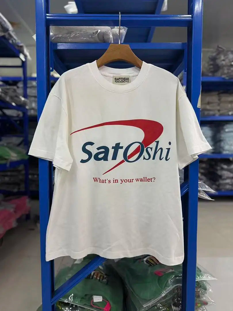 2026ss Satoshi Nakamoto Logo Printed Diamonds Patched Women Men T shirts tees Hiphop Oversized Men Casual Cotton T shirt - Matrix-studios.com
