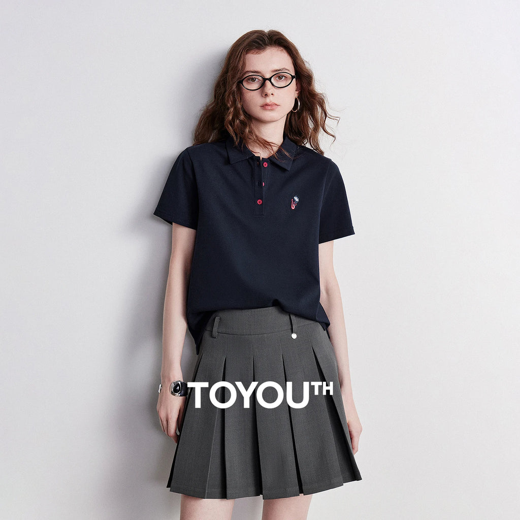 TOYOUTH Women Polo Shirt 2026 Summer New Breathable Short Sleeve Versatile Pullover Tops - Matrix-studios.com
