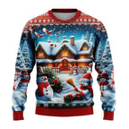 Men Women Xmas Sweatshirt 3D Christmas Snowman Santa Printed Ugly Christmas Sweater Unisex Pullover Holiday Party Jumper Tops - Matrix Studios