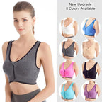 Women's Front Zipper Sports Bra Seamless Shockproof Breathable Fitness Brassiere No Underwire Running Bralette - Matrix Studios