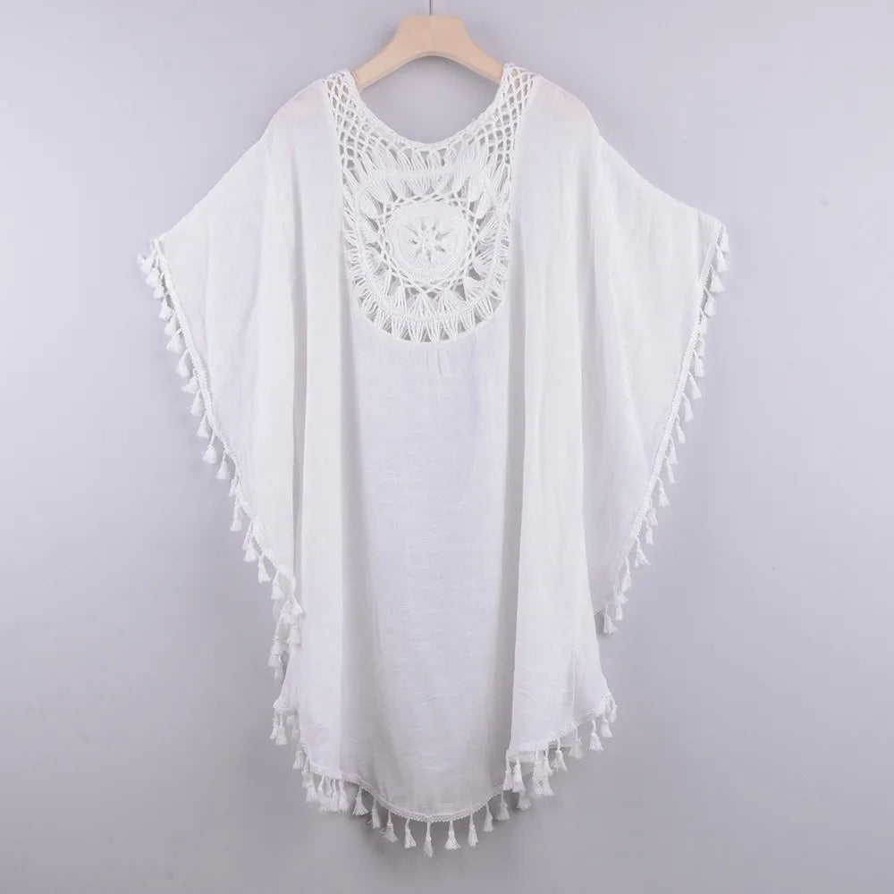 Fashion Knitted Sunflower Beach Cover Up Large Size Hollow Out Bathing Suit Fringe Tunic Beachwear Women - Matrix Studios