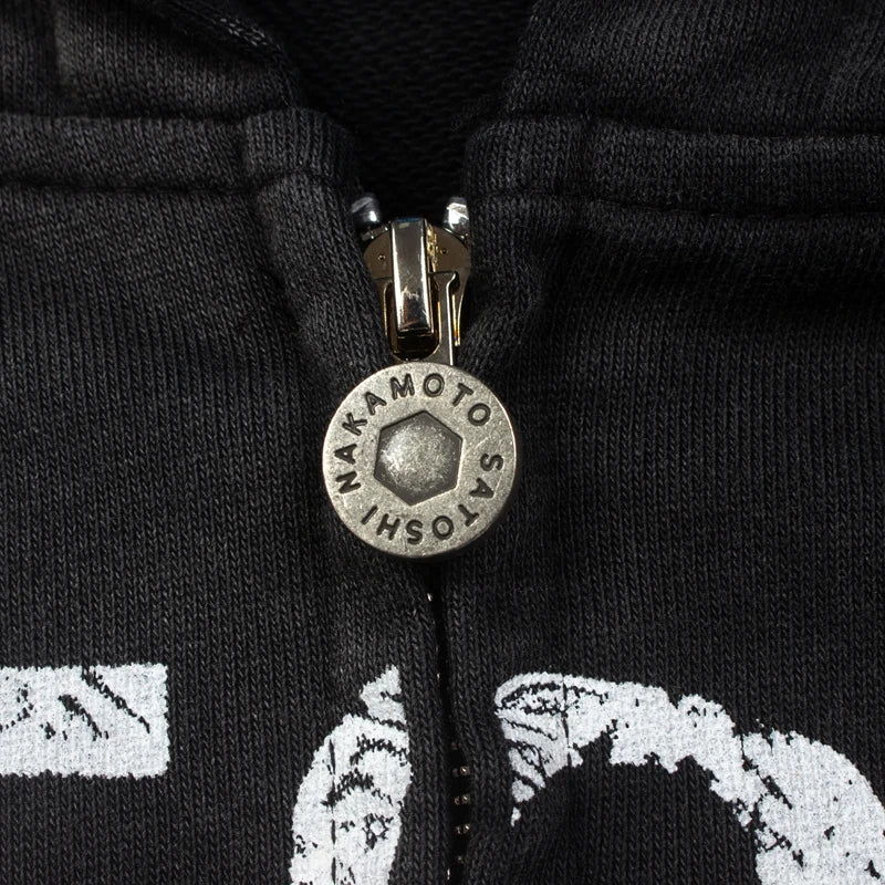 2XL SATOSHI NAKAMOTO Jacket Street Splashed Ink Classic Retro Letter Print Washed Worn Zipper Hooded Sweatshirt Men Wom Hoodyen - Matrix-studios.com