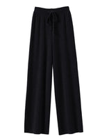 Women's High waisted warm knit wide leg straight leg pants for women, solid color loose wide leg pants