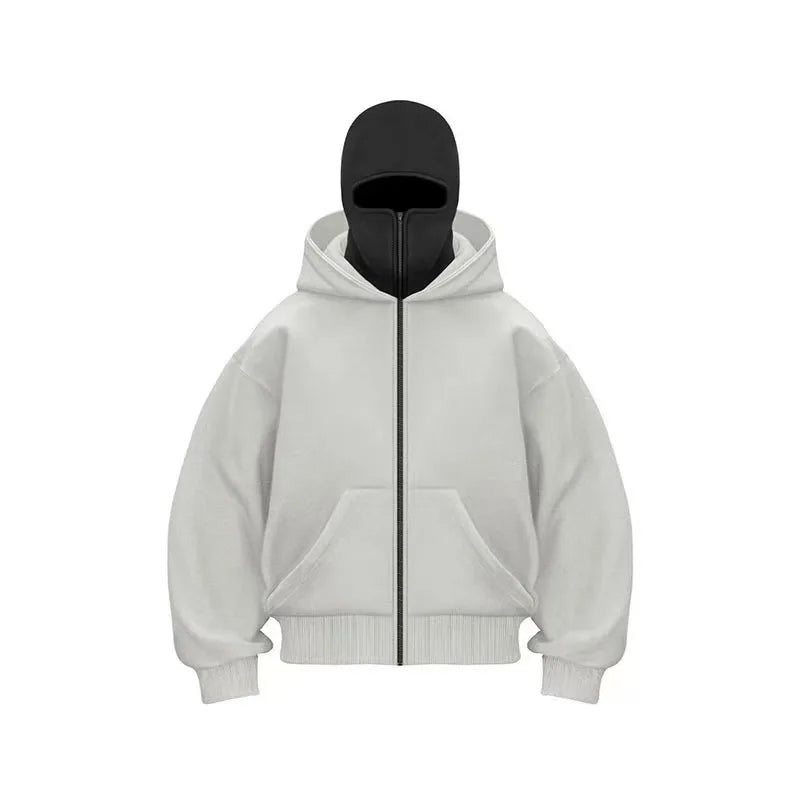2025 Autumn Men Balaclava Y2K Gothic Harajuku Winter New Item Double Hooded Sweatshirt Men's Hooded Mask Zipper Sportswear Women - Matrix Studios