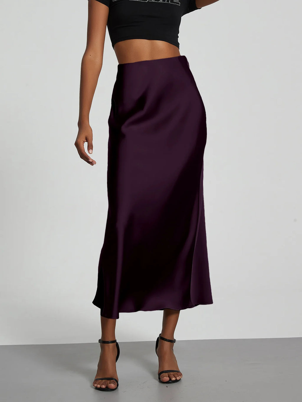 21 Colors New 2026 Women's Elegant High Waist Satin Long Skirts Female Summer Solid Color Faldas - Matrix-studios.com