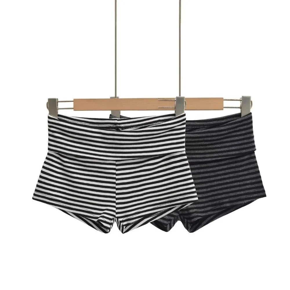 Korean Style Low Waist Striped Shorts High Elasticity Striped Pattern Short Shorts Comfortable Hot Pants Summer - Matrix Studios