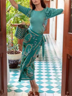 Retro Bikini Printed Fashion Two Piece Swimsuit And Cover Up With Skirt Tight Women's Bandage Summer Beach Luxury Elegant - Matrix Studios