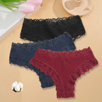 3PCS/Set Women Sexy Lace Panties Cotton Seamless Brazilian Panties Female Sexy Low Rise Soft Underwear G-String Lingerie S-XL - Matrix Studios