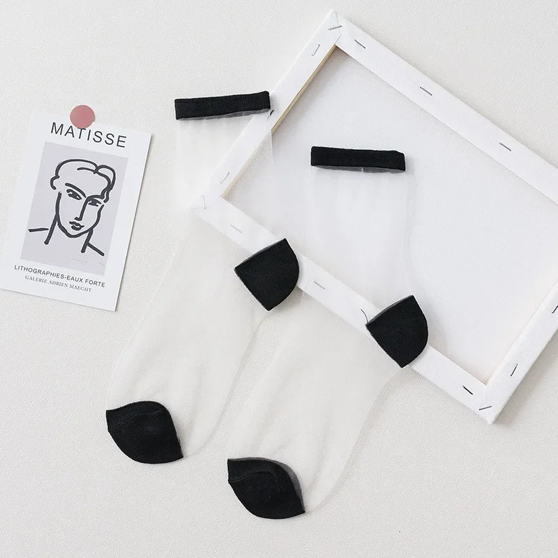 Summer Lace Mesh Transparent Women Socks Ultra-thin Breathable Women Girls Short Socks Harajuku Vintage Streetwear Crew Socks - Matrix Studios