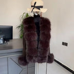 Women Knit Faux Fur Cardigan Spring Autumn Elegant Ladies Fashion Faux Fur Coat Knitted Sweater with Fake Fox Fur Collar - Matrix Studios