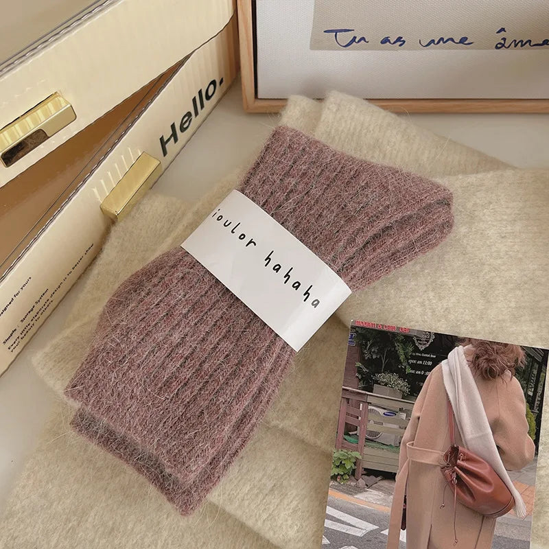 Winter Warm Cashmere Velvet Socks Fashion Harajuku Thick Mid Tube Socks Soft Sleep Home Socks Stripes Women Thermal Long Socks - Matrix Studios