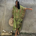 2026 Summer Bohemian Striped Print Women Beach Dress Bathing Suit Cover Up Summer Tunic for Woman Beachwear Robe De Plage Kaftan - Matrix Studios