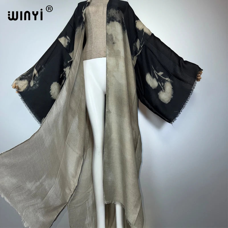 WINYI Africa Kimono Maxi Dress Beach Cover Up Cardigan Boho Casual Coats Print Kaftan Beach Outfits Kaftan Dresses Muslim Womens - Matrix Studios