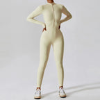 Yoga Boilersuit Long Sleeved Women's Sportswear Gym Zipper Jumpsuits Workout High-intensity Fitness One-piece Skin-tight Garment - Matrix-studios.com