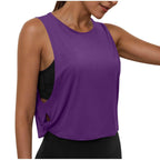 Women Sleeveless Yoga Tops Athletic Vest Breathable Blouse Cover Up Gym Workout Cool T-Shirt Running Short Tank Crop Top - Matrix-studios.com