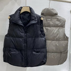 Women Autumn Winter Down Cotton Vest Jacket 2025 New Women Loose Stand Collar Vest Coat Women Short Vest Jacket Cotton Waistcoat - Matrix Studios