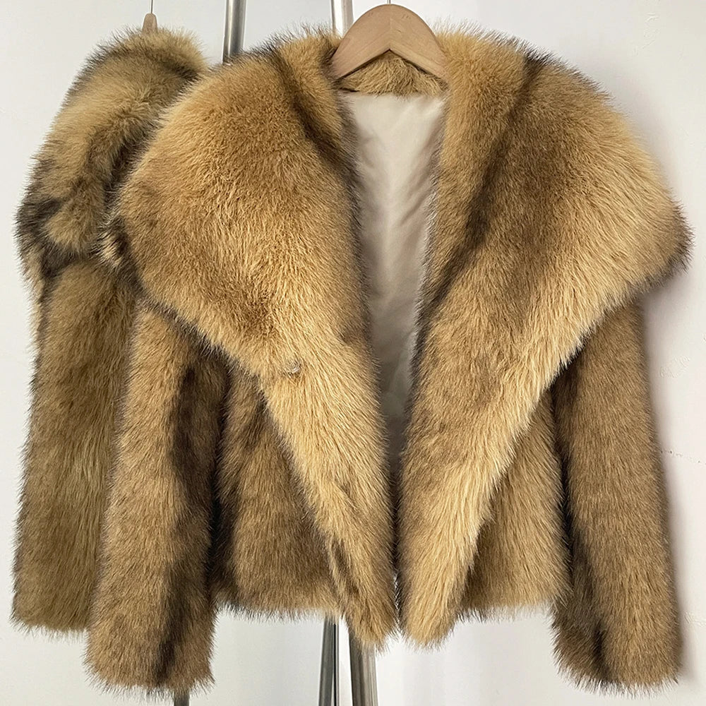 Womens Faux Fur Coat Cropped Soft Plush Artificial Short Fur Coat Holiday Party Elegant Winter Fashion Outerwear Coats for Women - Matrix Studios