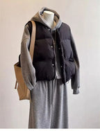 Korean Fashion Women Winter Warm Cotton Padded Jacket Sleeveless Big Pockets Thick Vests for Women - Matrix Studios