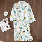 Japanese-style Kimono Pajamas Summer New 100% Cotton Gauze Pajamas Nightgown Ladies SPA Yukata Homewear Long Pajamas Women - Matrix-studios.com