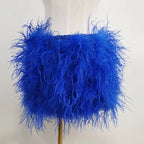 Real feather mini skirt, elastic waist sexy clothing, club, party dance party carnival short skirt can be customized in size - Matrix Studios
