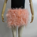 Real feather mini skirt, elastic waist sexy clothing, club, party dance party carnival short skirt can be customized in size - Matrix Studios