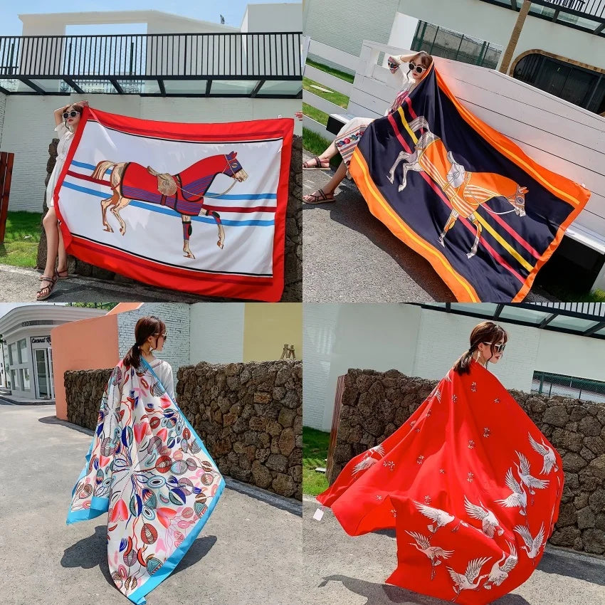 140x180cm Celebrity With The Same Cover-Ups Women Large Beach Dress Bikini Bathing Swimwear Sunburn Protection Sarong Wrap Scarf - Matrix Studios