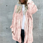 Women Autumn Winter Double-faced Fur Fleece Faux Fur Medium Style Hooded Warm Thick Coat Casual Solid Long-sleeved Fur Overcoat - Matrix Studios
