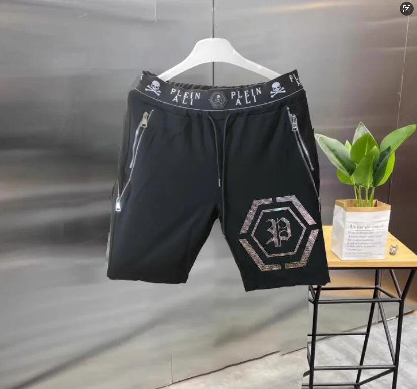 2025 Designer  Rhinestone  short Summer Luxurious Plein ali Hip Hop Male Brand Casual short pant