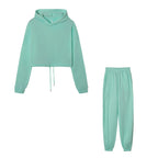 Fashion Trend Women's Wear, Long-sleeved Sports Casual Suit Waist Two-piece Set - Matrix-studios.com