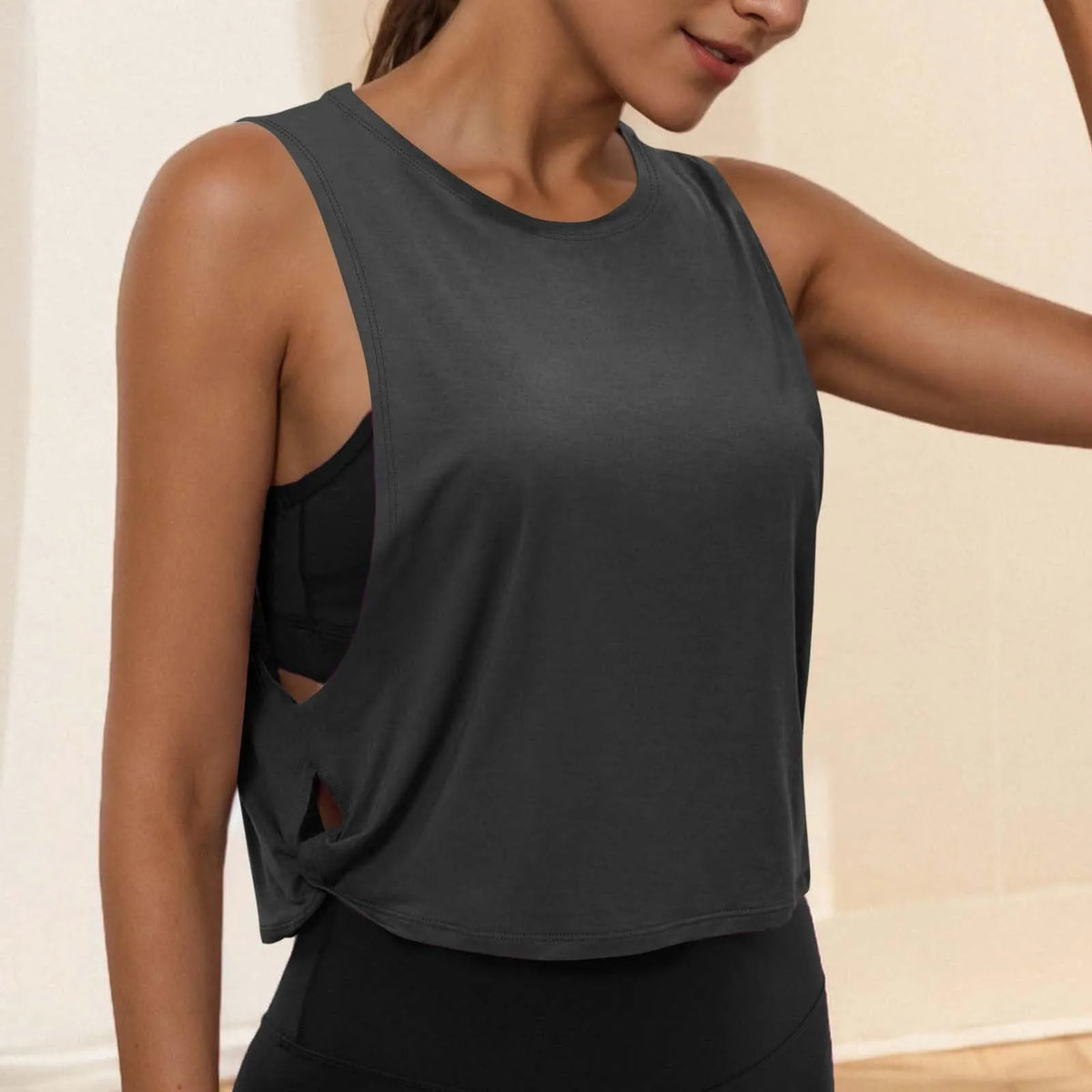 Women Sleeveless Yoga Tops Athletic Vest Breathable Blouse Cover Up Gym Workout Cool T-Shirt Running Short Tank Crop Top - Matrix-studios.com