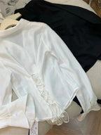 Sexy Slim Flared Sleeve Women's Shirt Solid Lapel Single-breasted Back Bandage Tunic Female Blouses Spring Trend New Lady - Matrix-studios.com