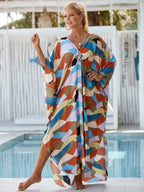 Plus Size Womens Animal Print Kaftan Dresses Caftans Swimwear Coverups Summer Bathing Suit Long Beach Dress - Matrix Studios