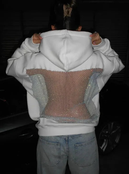 1/2PCS Fashionable Women’s Hoodie Solid Color Hollow Mesh Backless Sweatshirt for Fall and Winter Ideal Christmas Gift - Matrix Studios