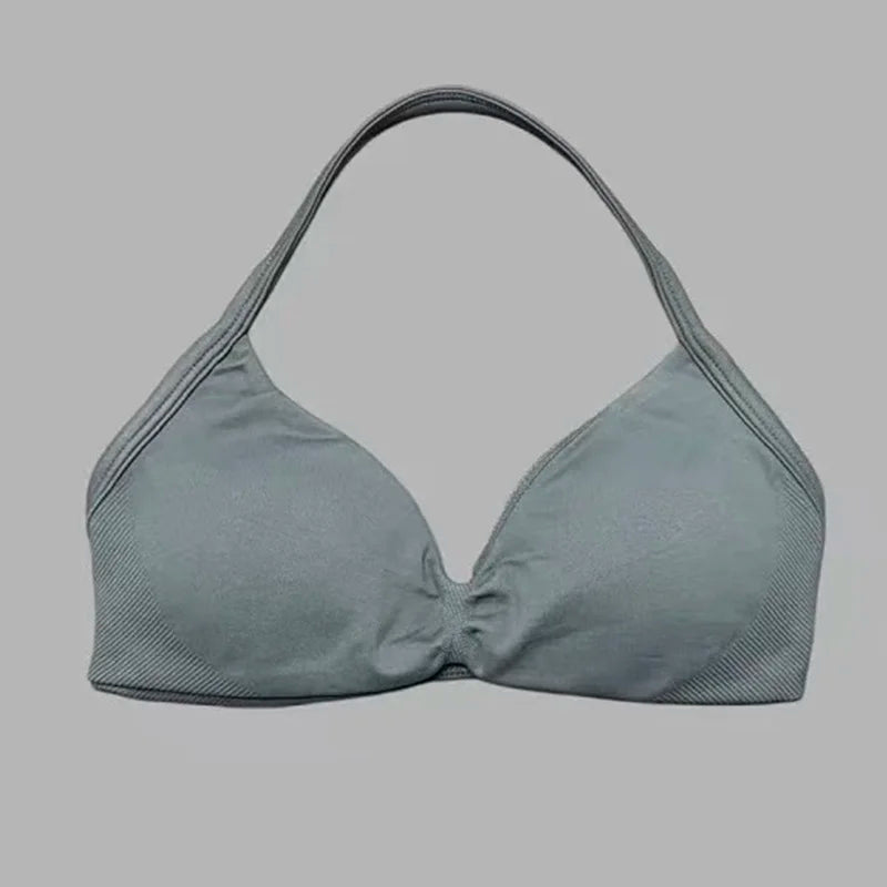 HISTELLO Strappy Bra Gym Top Women High Support Thin Strap Halter Sports Seamless Bras Scrunch Push-up Workout Yoga Tank Tops - Matrix Studios
