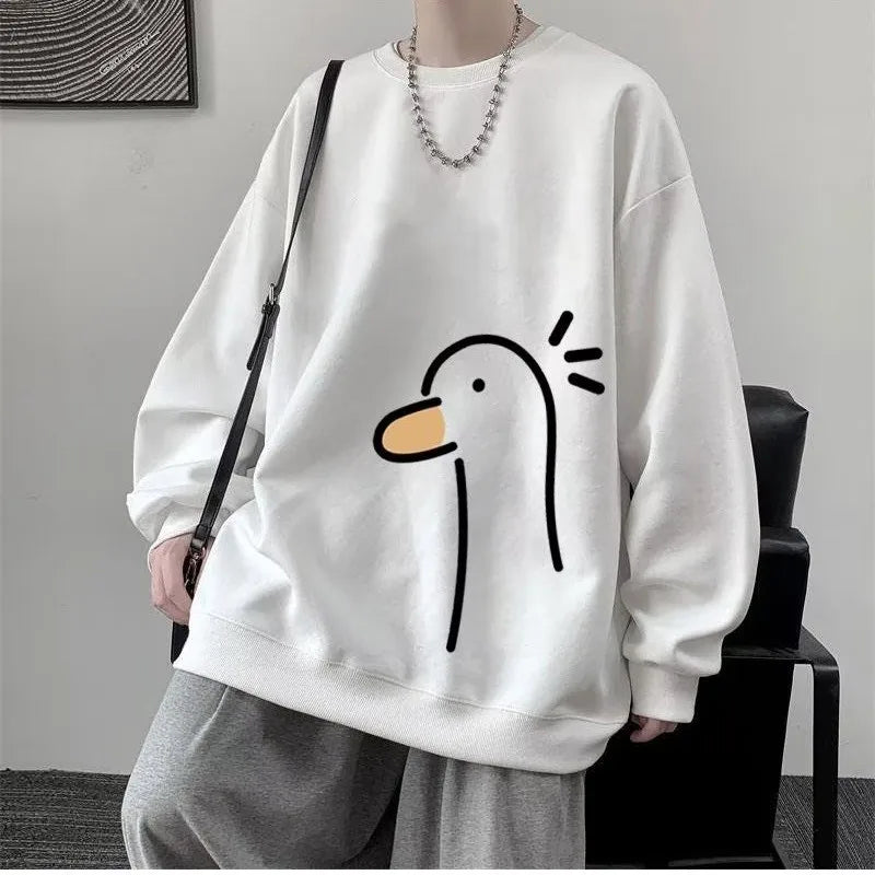 【M-8XL Sweatshirts】Men Oversized Sweatshirt Fashion Loose Yellow Duck Print Long Sleeve Couple Clothes - Matrix Studios