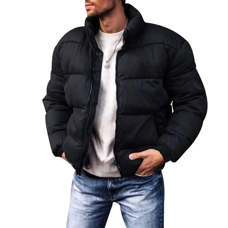 2025 Winter New Men's Down Cotton Jacket Daily Casual Windproof Warm Parkas Outwear Short Stand Collar Warm Cotton Clothing - Matrix Studios