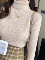 2026 Autumn Winter Basic Slim Soft Solid Color Turtleneck Sweater Pullover Women Casual Long Sleeve Chic Bottom Knitted Jumper - Matrix Studios
