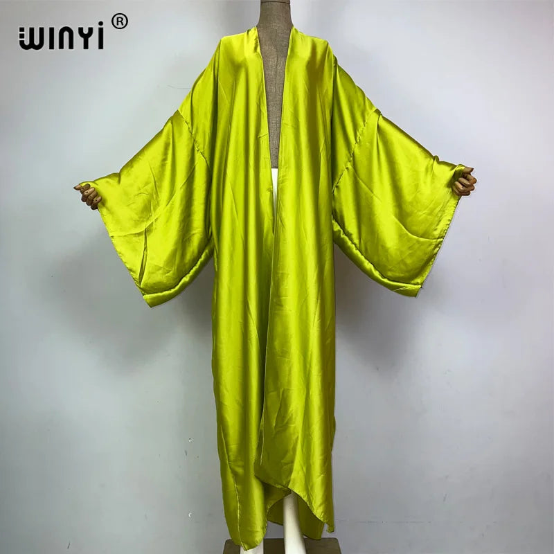 WINYI Kimono Boho Monocolour Kaftans Beach Wear Elegant Купальник Holiday Beach Outfits for Women Cover Ups Comfortable Dress - Matrix Studios