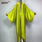 WINYI Kimono Boho Monocolour Kaftans Beach Wear Elegant Купальник Holiday Beach Outfits for Women Cover Ups Comfortable Dress - Matrix Studios