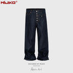MIJKO High Street Cleanfit Drak Blue Jeans for Men and Women Straight Vintage Casual Denim Trousers ZJ089 - Matrix Studios