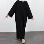 2024 New Modest Dress Solid Color Inner Dresses Muslim Women Dubai Abaya Eid Ramadan Islam Clothing Turkey Arabic Robe - Matrix-studios.com