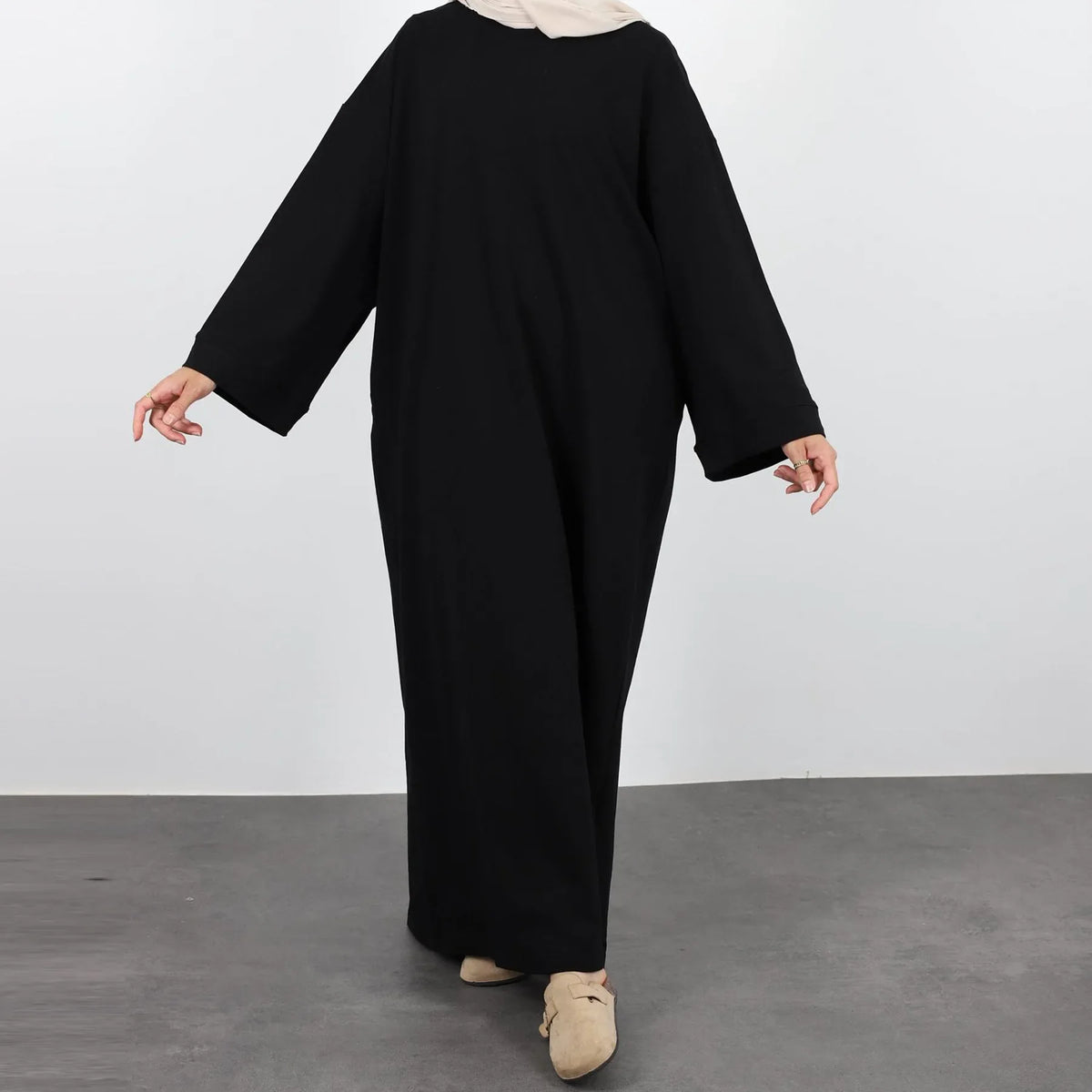 2024 New Modest Dress Solid Color Inner Dresses Muslim Women Dubai Abaya Eid Ramadan Islam Clothing Turkey Arabic Robe - Matrix-studios.com