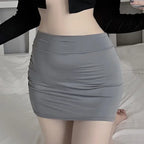 2026 New High Waist Thin Pencil Silk Mini Skirts Night Club Wear Wrap Hips Sexy Casual Black White Short Skirt for Women Summer - Matrix-studios.com