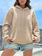 Solid Color Casual Hoodie For Female Pocket Creative Hoody All-Match Street Clothes Womens Fleece Unisex Pullovers - Matrix Studios