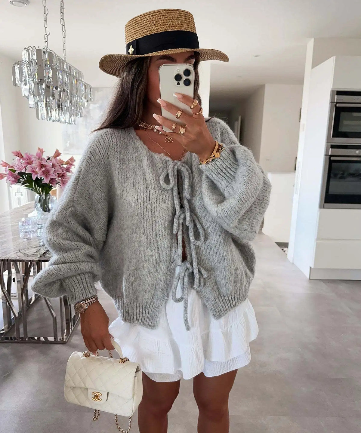 Solid Color O-neck Lace-up Knitted Cardigan Women 2025 Autumn Winter Streetwear Casual Simplicity Sweater Coats - Matrix Studios