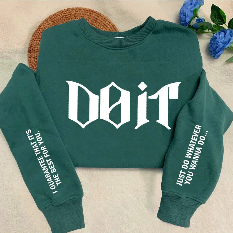 Do It Crewneck Sweatshirt Women Men Pink Kpop Fan Merch SKZ Sweatshirts Pullover Long Sleeve Hoodies Streewear Woman Clothing - Matrix Studios