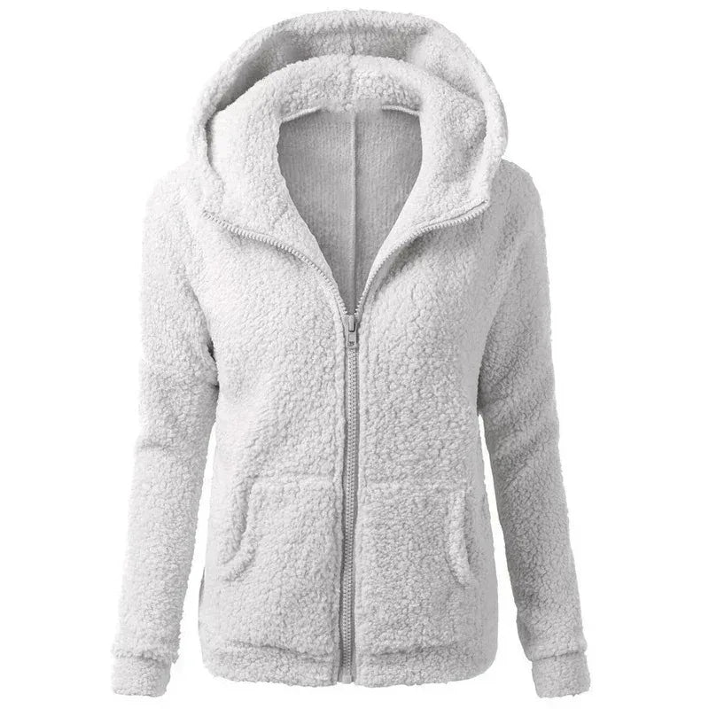 Autumn Winter Warm Jacket Women Hoodie Hooded 2025 Casual Female Hoodies Sweatershirt Zipper Coat Solid Soft Fleece Women Coat - Matrix Studios